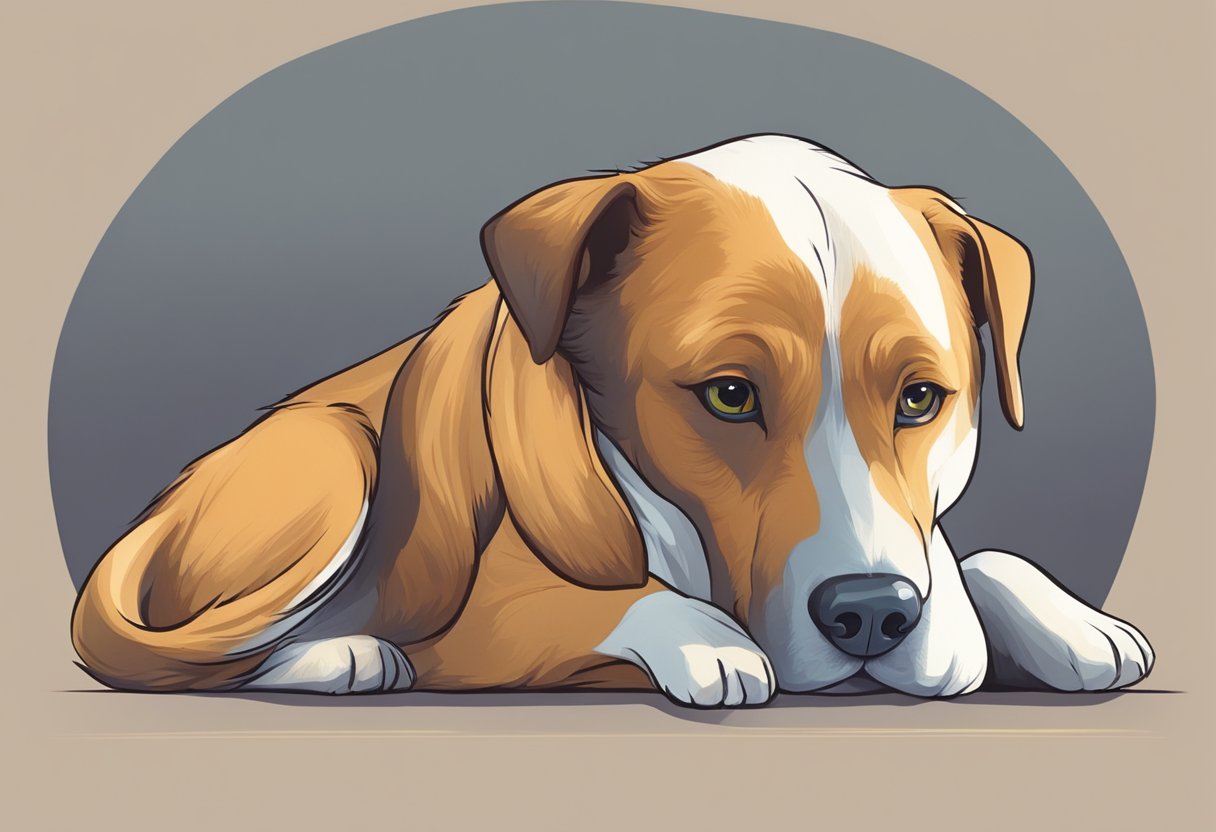A dog gazing directly at its owner with a relaxed and content expression, wagging its tail and leaning in for affection